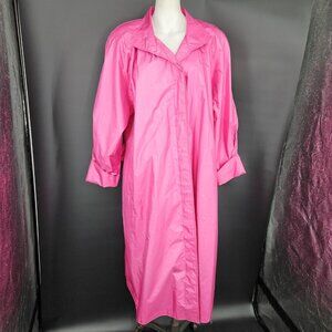 Vintage Trench Long Rain Jacket Coat Womens 12 Pink Rubberized Belted 80s Formal